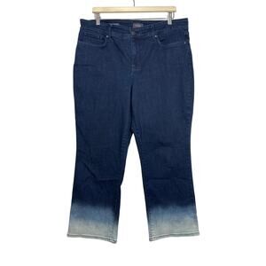 NYDJ Marilyn Straight Crop Ankle Denim Jeans Sz 14 Riptide Ombre Stretch Casual